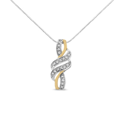 Elegant twisted pendant necklace with sparkling diamonds set in silver and gold accents