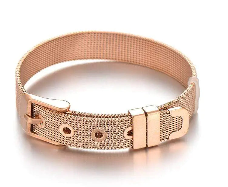 rose gold mesh bracelet with buckle clasp elegant fine jewelry accessory