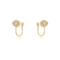 Pair of gold-tone ear cuffs shaped like eyes with crystal embellishments from Azure Jewelry