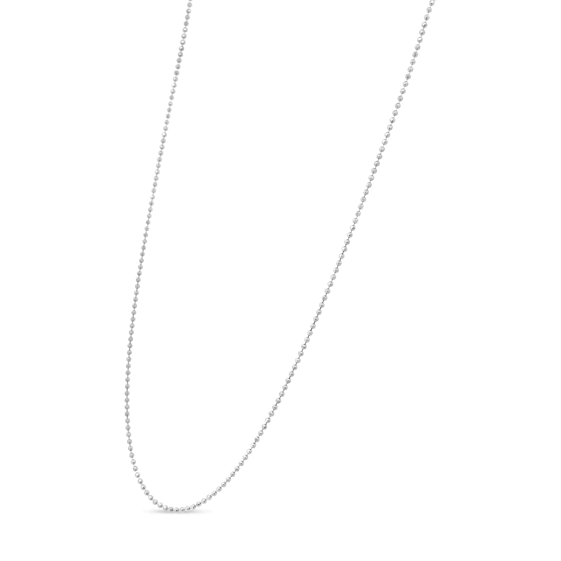 Elegant silver beaded chain necklace on white background, fine jewelry from Azure Jewelry