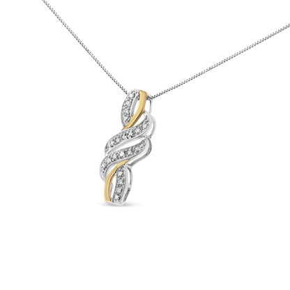 Elegant two-tone gold and silver twisted pendant necklace with sparkling diamonds